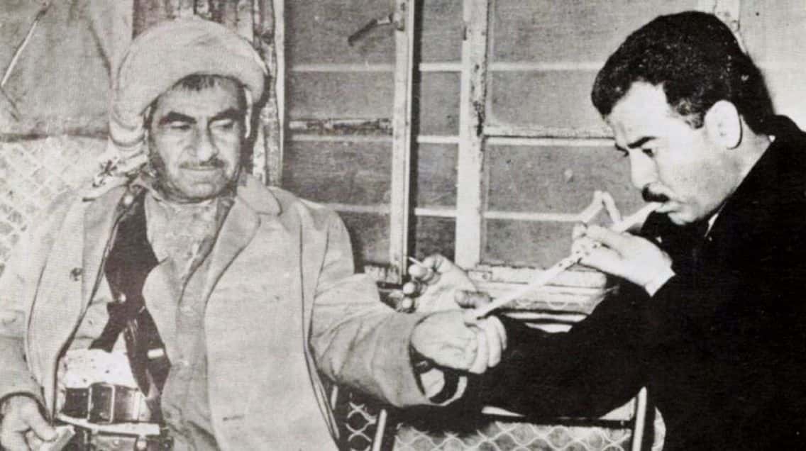 صدام حسين الملا مصطفى البارزباني الأغنية السياسية في العراق معازف Saddam Hussein Mala Mustafa Barzani Political Song in Iraq Ma3azef